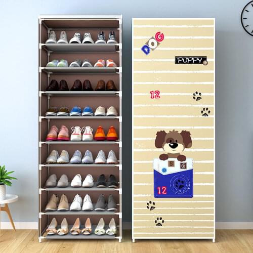 Multi-layer Shoe Rack Nonwoven Dustproof Shoes Organizer Shelf with Cover Easy to Assemble Shoe Rack Home Dorm Shoe Cabinet