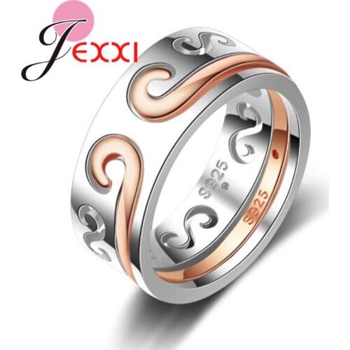 Hot Styles 2 PCS Genuine 925 Sterling Silver Finger Rings For Women Man Wedding Promise Love Rings New Arrivals