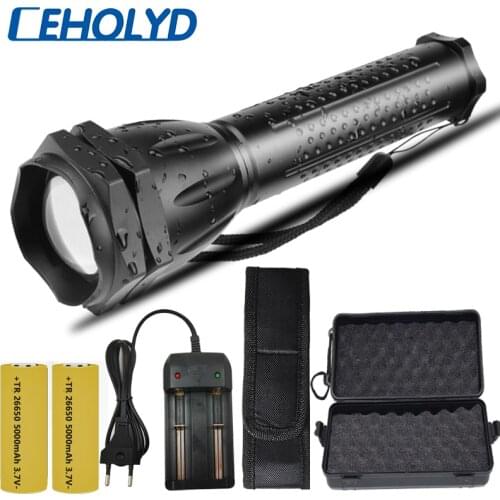 XHP160 Powerful Tactical Brightest Zoomable LED Flashlight Waterproof 18650 26650 Battery Torch 3200LM 3 Modes Lantern Light