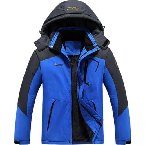 Men Thermal Skiing Jacket Warm Fur Windproof Hooded Coat Thick Fleece Male Windbreaker Military Tactics Jackets Men Women Parka