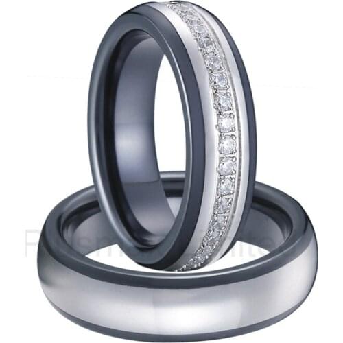Anel de Casamento titanium steel fashion jewelry girlfriend gift black ceramic wedding rings sets