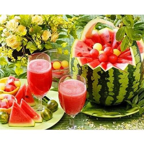 2016 New Couture Paint Diamond DIY Fruit Embroidery Watermelon Juice Of Diamonds Series All Square Rhinestone Image Mosaic