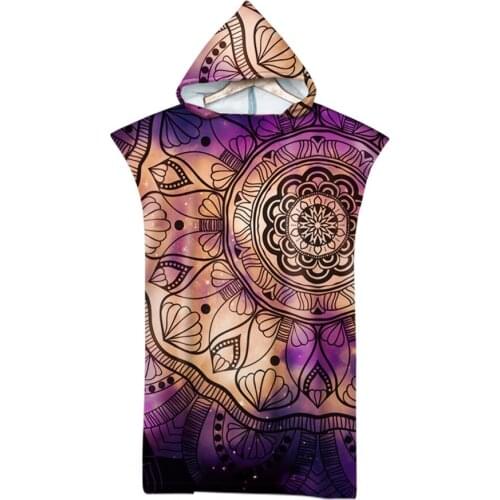 New Microfiber Printed Hooded Beach Towel For Adults Quick Dry Swimming Poncho Bath Towel With Cloak Bathrobe