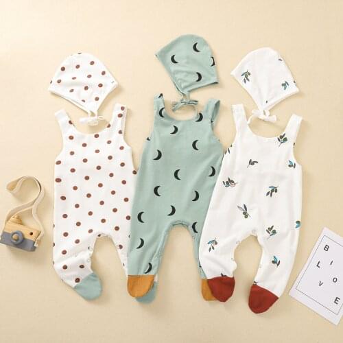 Infant Baby Outfit 2021 Summer New Baby Girl Clohing Cotton Sleeveless Cartoon One-piece Pant Baby Girl Jumpsuit Toddler Costume