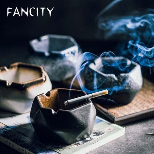 FANCITY Japanese fashion ceramic ashtray retro coffee table hotel restaurant ashtray home office large smoking ashtray