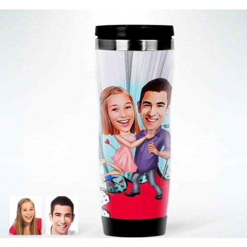Personalized Valentine Caricature Of Steel Thermos cup-3