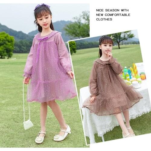 Teenage Girls Autumn Clothes Long Sleeve Mesh Kids Dresses for Girls Princess Dress 2021 New Children Clothing 10 12 13 Years