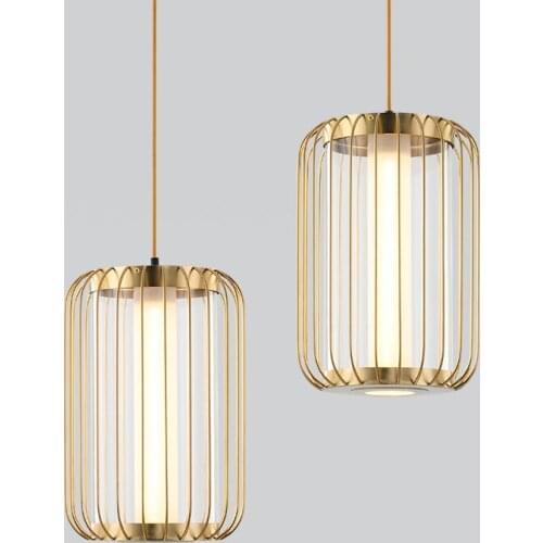 New Chinese-style Gold Glass Birdcage Pendant Lights Restaurant Bar Lamp Bedroom Dining Room Lantern Deco LED Pendant Lamps