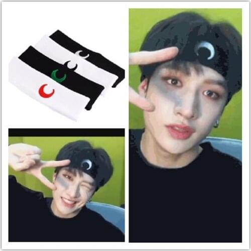 KPOP Stray Kids Fang Can Moon Headband Mens Sports Sweat-absorbent Running Headband