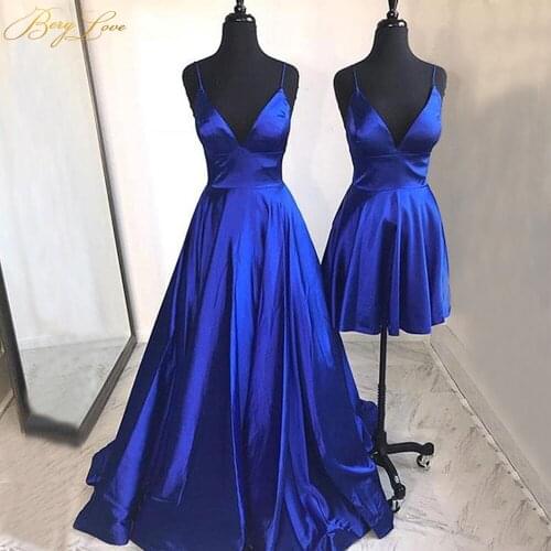 Simple Royal Blue Evening Dress Long Spaghetti Straps Gown Formal Elegant Party Dress Zipper Back Plain Prom Dress