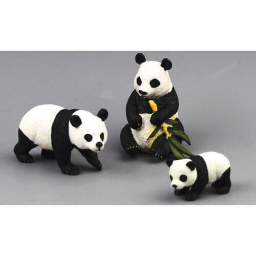 Pvc figure wild animals toy panda family toys children birthday gift toys holiday gift ornaments 4pcs/set