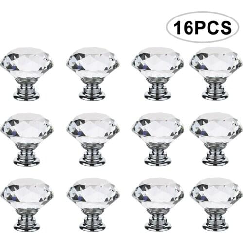 4/616Pcs/set 30mm Diamond Shape Design Crystal Glass Knobs Cupboard Drawer Pull Kitchen Cabinet Door Wardrobe Handles Hardware
