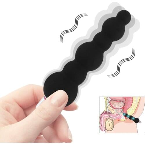 EXVOID Silicone Anal Beads Vibrator Vibrating Butt Plug Adult Products Anal Vibrator Sex Toys for Women Prostate Massager Black