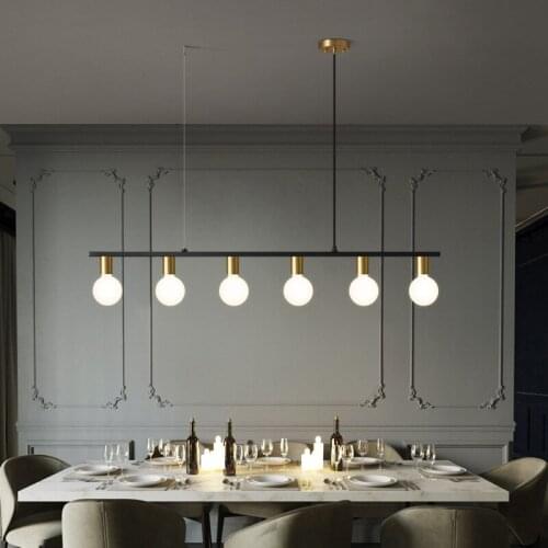 Nordic Modern Copper LED Chandelier Restaurant Living Room Bar Counter Hotel Bedroom Hanging Wire Adjustable Decorative Lighting