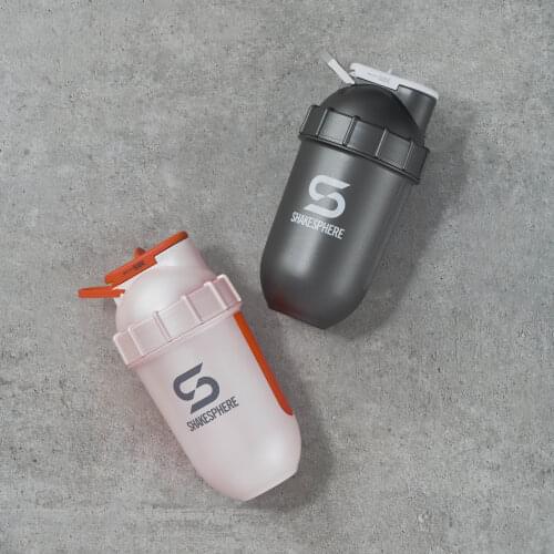 ShakeSphere Tumbler View: Protein Shaker Bottle with Side Window, 24oz ● Capsule Shape Mixing ● Easy Clean Up (Gun Metal)