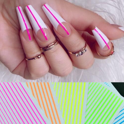 Nail Art 3D Decal Stickers Neon Curve Stripe Lines Self Adhesive Striping Tape Acrylic Nails Tool