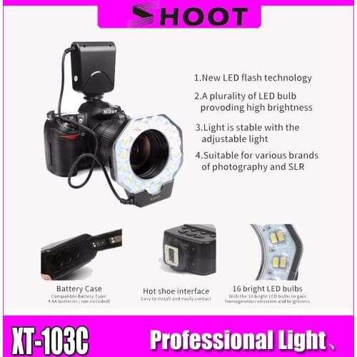 Ring Flash Light LED Video Light Camera Ring Flash Photographic Lighting with LCD Display for Photo Studio DSLR for Nikon Canon