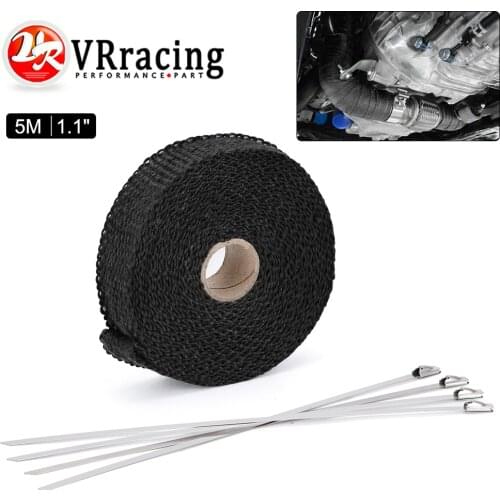 1" 5M Motorcycle Exhaust Thermal Exhaust Tape Header Heat Wrap Resistant Downpipe For Motorcycle Car Accessories + 4 pcs Ties