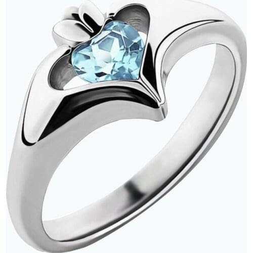Unique Silver Color Heart Love Shaped Inlaid Crystal Zircon Rhinestone Female Ring for Women Party Wedding Jewelry