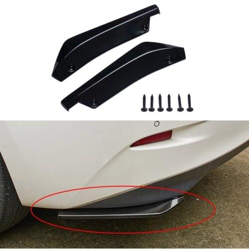 2pcs Universal Black Car Racing Body Side Skirt Car Rear Bumper Spoiler Scratch Protector for All Cars Vinyl Bumper Decal