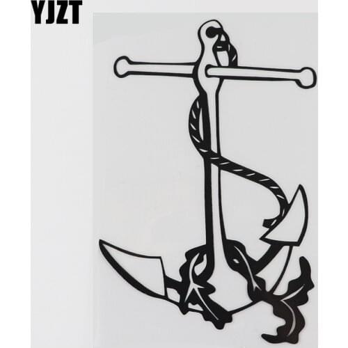 YJZT 10.6CM×15.6CM Anchor and Seaweed Nautical Decal Vinyl Car Sticker Black/Silver 8A-1181