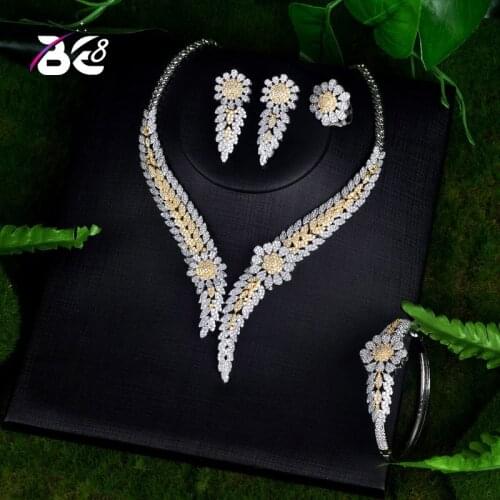 Be 8 Luxury Bridal Wedding Jewelry Sets AAA CZ Classic Design Women 4pc Set Copper Engagement Ceremony and Anniversary S068