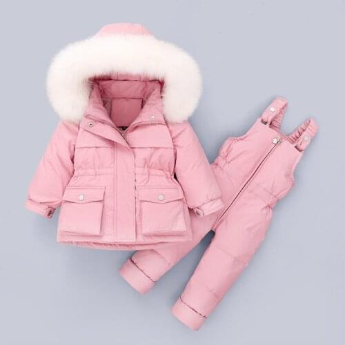 Baby Girl Winter Jacket for Boy Toddler Duck Down Coat + Jumpsuit 2pcs Kids Clothing Set Infant Outerwear Suit Children Snowsuit