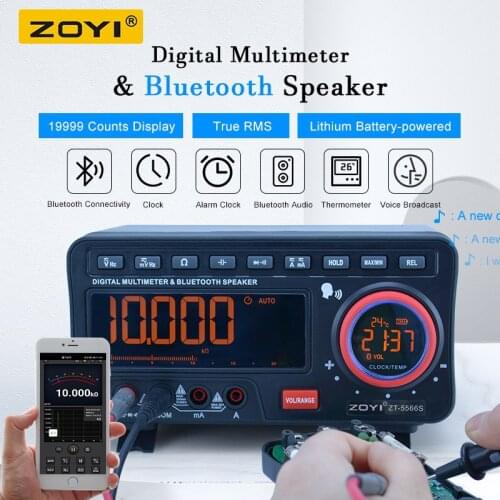 ZOYI Digital multimeter tester Auto/Manual range Multifunction AC/DC Current Voltage Temp Meter+BT Speak 19999 counts ZT5566S