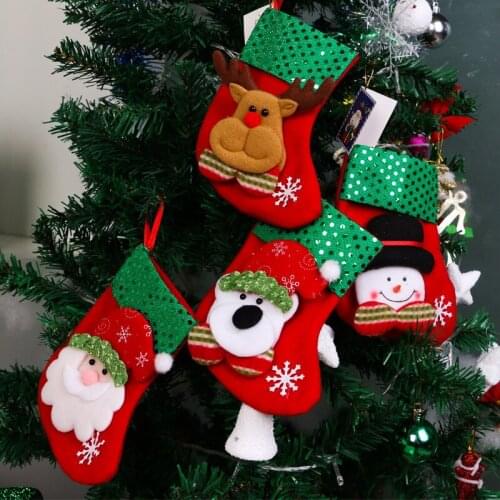 1pcs Santa Claus Snowman Christmas Tree Decoration Child Gift Socks Christmas Gift Bags for New Year Christmas Home Decoration