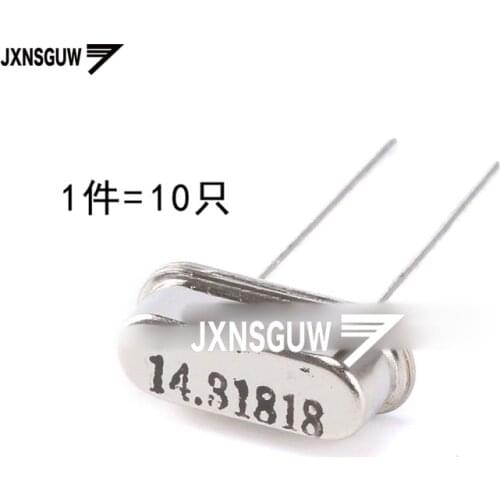 10PCS crystal 14.318MHz 20ppm 20PF 2 foot 49S type passive crystal oscillator 14.318M