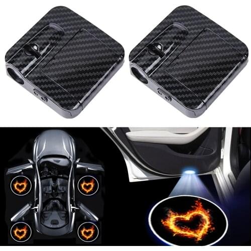 2 Universal Car Door LED Laser Light Shadow Projector Courtesy Step Lamp Emblem Luces Kit Carbon Fiber автомобильные товары Auto