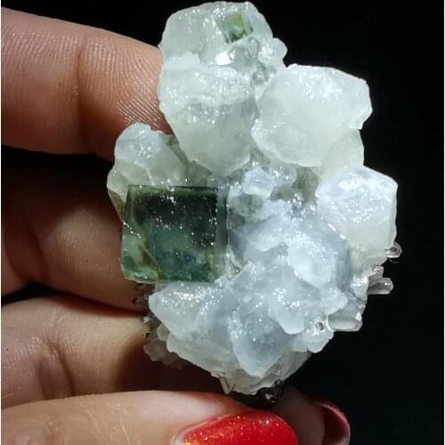 23.4gNatural rare solution and green fluorite quartz associated mineral specimen stone healing energy crystal home decoration