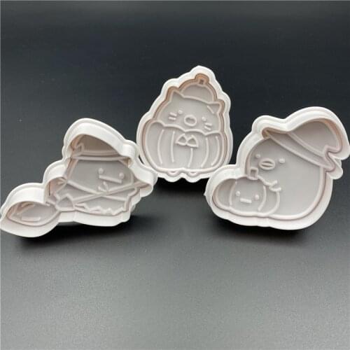 3Pcs/Set Halloween DIY Sugarcraft Fondant Cutter Plastic Biscuit Mold Cake Decorating Tools Plunger Paste Die