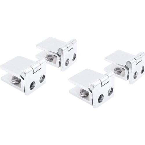 4Pcs for 5-8mm Thickness Glass Door Hinge Zinc Alloy Glass Clamp 0 Degree Glass Cupboard Showcase Cabinet Door Hinge