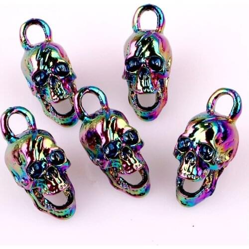 4pcs Skull Rainbow Color Pendant Metal Zinc Alloy Handmade Charms DIY Jewelry Pendant Charms 24032