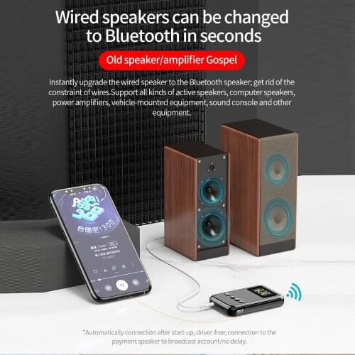 4 in 1 Bluetooth 5.0 Audio Receiver Bluetooth transmitter for TV PC Headphone Car 3.5mm Jack Aux FM transmitter Support TF Card