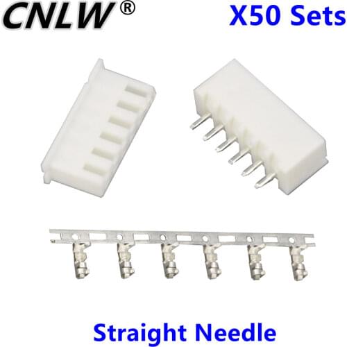 50 Sets/Kit XH2.54-5P 5 Pin Straight Needle Spacing 2.54mm Connectors Male and Female Plug + Terminals