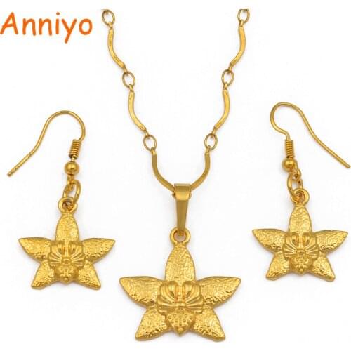Anniyo Small Star Pendant Necklaces for Women Girls Papua New Guinea Gold Color Jewellery PNG National Itmes #102006