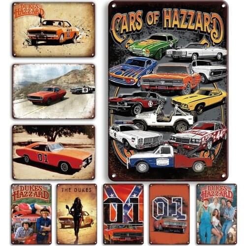 The Dukes of Hazzard Art Sticker Metal Tin Sign Vintage The Dukes of Hazzard Painting Poster Personalized Living Room Decoration