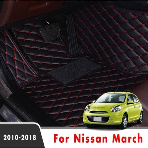 LHD Car Floor Mats For Nissan March 2018 2017 2016 2015 2014 2013 2012 2011 2010 Auto Accessories Waterproof Decoration Carpets