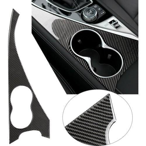 Car Interior Water Cup Holder Panel Trim Cover Carbon Fiber ABS For Infiniti Q50 2014 2015 2016 2017 2018 2019 RHD only