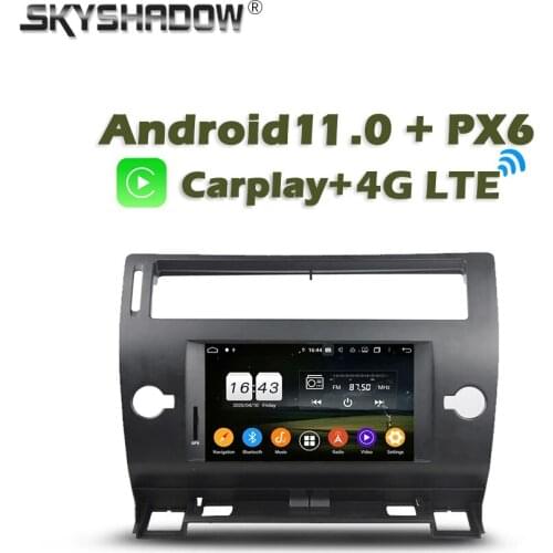 Carplay PX6 Car DVD Player DSP Android 10 4G +64G GPS RDS Auto Radio wifi Bluetooth 5.0 For Citroen C4 Quatre Triumph 2005-2011