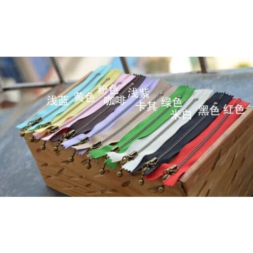 Free shipping 10pcs/lot 3 # 12 cm green bronze metal zippers With water droplets for marca dragon package use