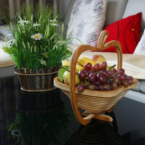Free shipping 10pcs Novelty item folding fruit bamboo basket home storage wholesale