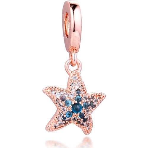CKK Fits Pandora Bracelet Sparkling Starfish Dangle Charm for Jewelry Making Charms Silver 925 Original Bead