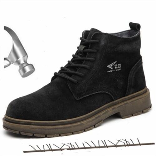 Autumn Mens Breathable Waterproof Work Safety Shoes Steel Toe Cap Non-slip Fashion Locomotive Tactical Boots Indestructible