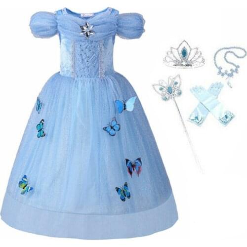 Kids Halloween Party Dress Girls Sleeping Beauty Princess Cosplay Costume Sequin Butterfly Outfit Accessories Gifts