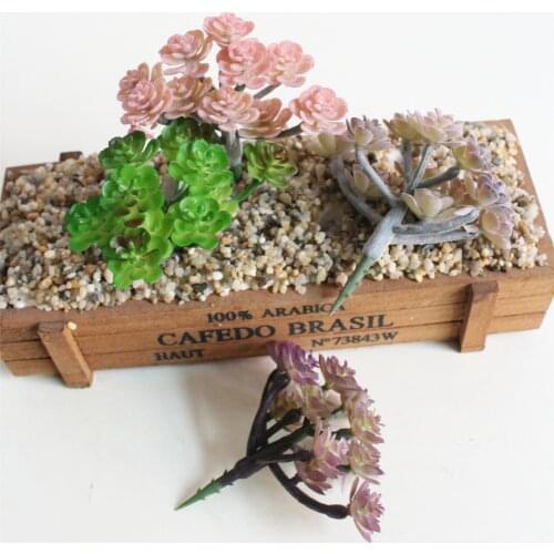 Diameter=9cm Height=8cm Desktop Bonsai Artificial Succulents Plants Green Purple Plastic Fake Plants DIY Plants Wall Fake Plants
