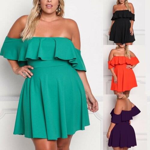 Elegant Ladies Pure Color Off Shoulder Belt Mini Dress Elegant One-line Collar Pure Color Ladies Dress