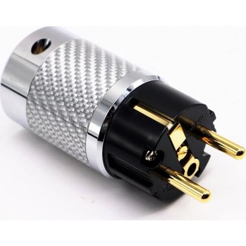 HI-End Carbon Fiber Schuko Audio Power Plug Gold Plated EU Male Connector HIFI Power plug NCF European Power Connector
